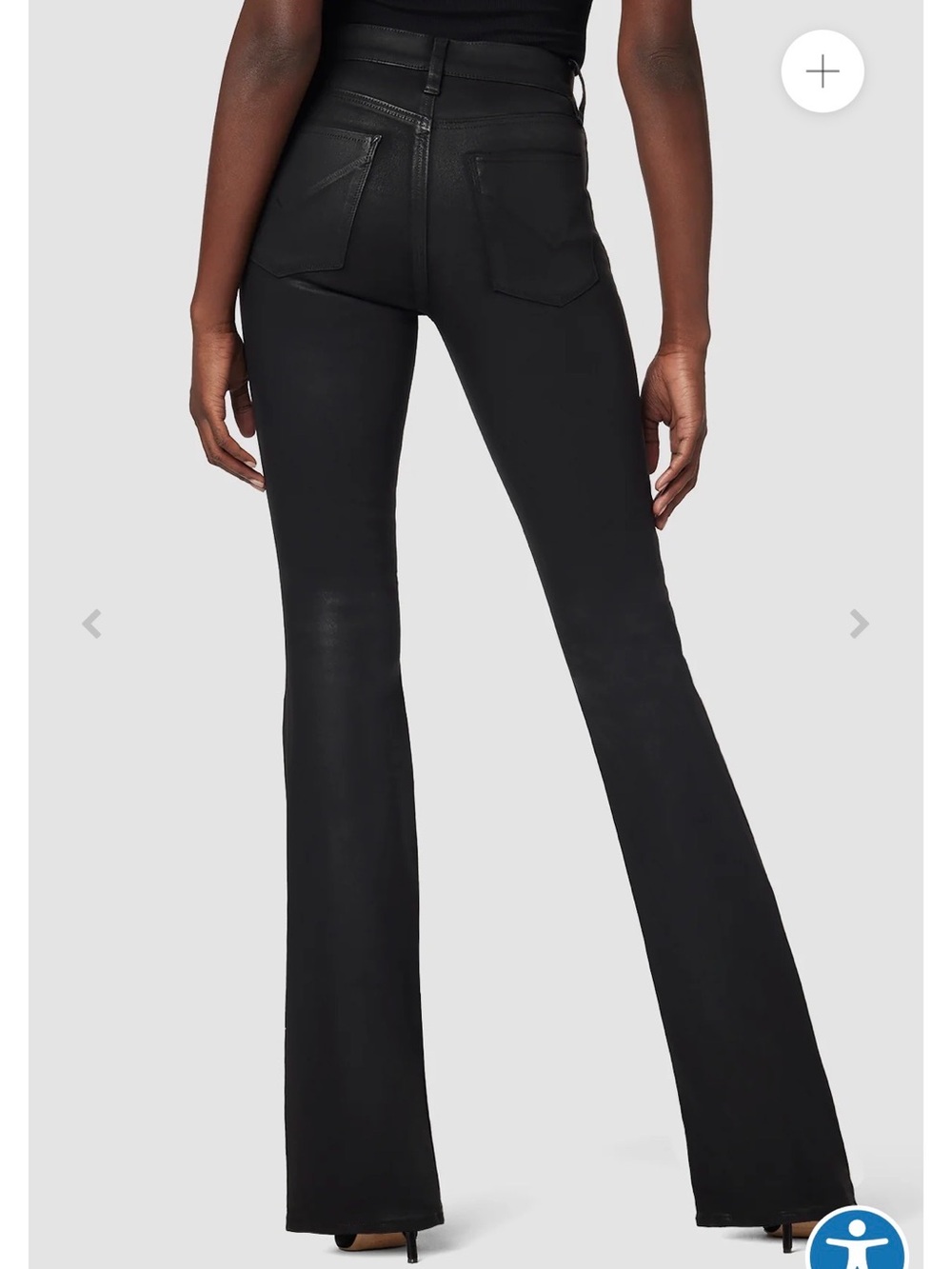 Black Women's High-Rise Flare Coated Jeans